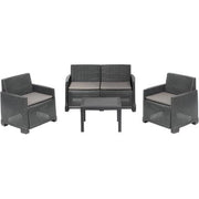 SET RATTAN ISEO PROGARDEN  PP ANTRACITE CF=PZ 4 + CUSCINI