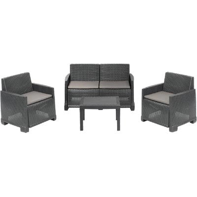 SET RATTAN ISEO PROGARDEN  PP ANTRACITE CF=PZ 4 + CUSCINI