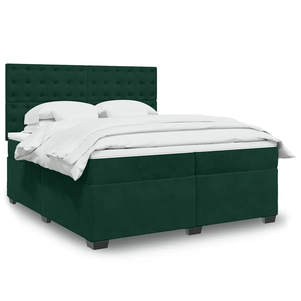 Giroletto a Molle con Materasso Verde Scuro 180x200 cm Velluto 3293293
