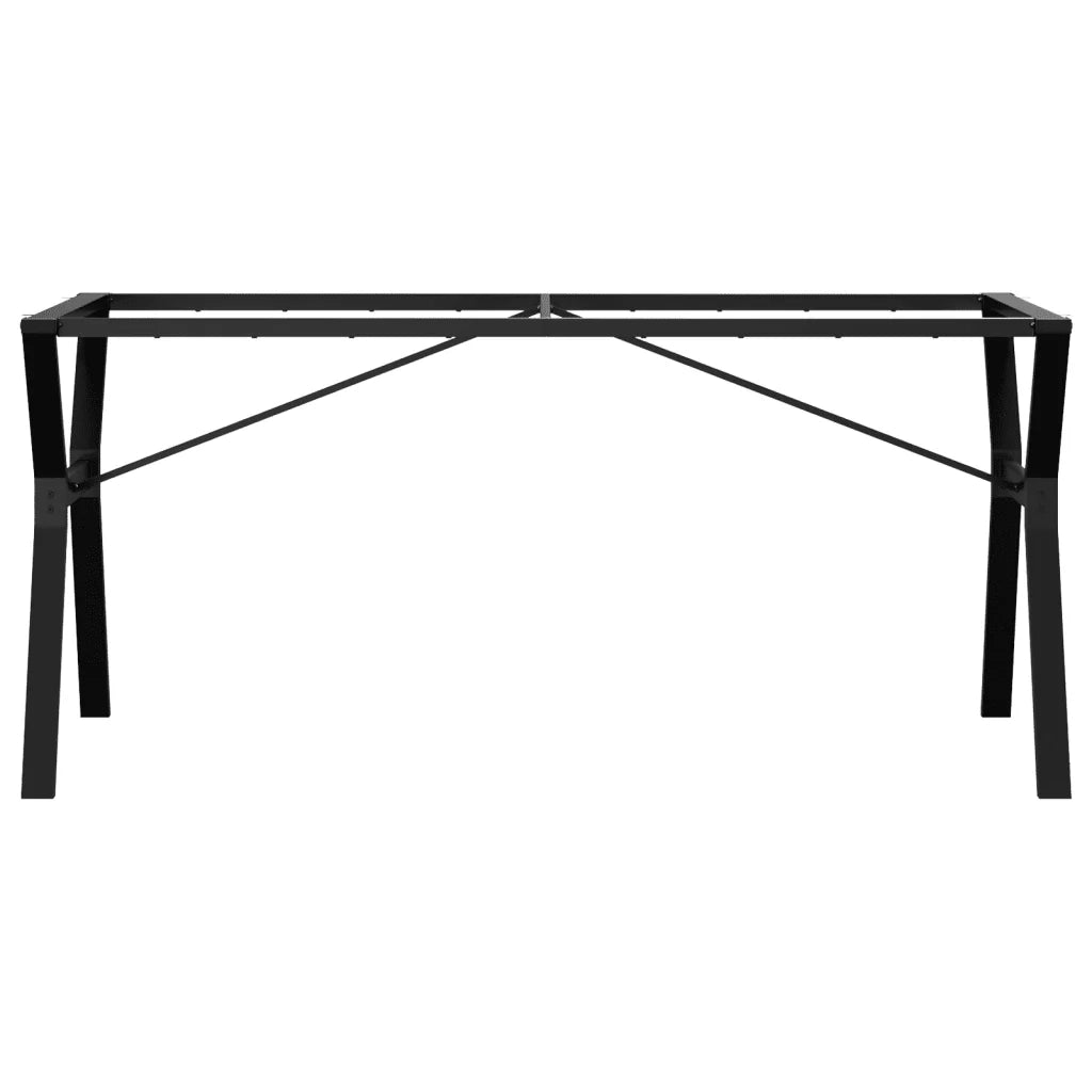 Robuste gambe per tavolo da pranzo in acciaio nero a forma di Y stile industriale 160 x 80 x 73 cm 02_0047263