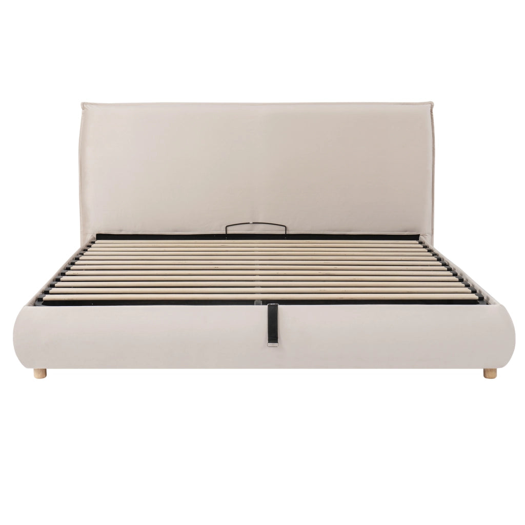 letto imbottito velluto crema 194 x 218 cm
