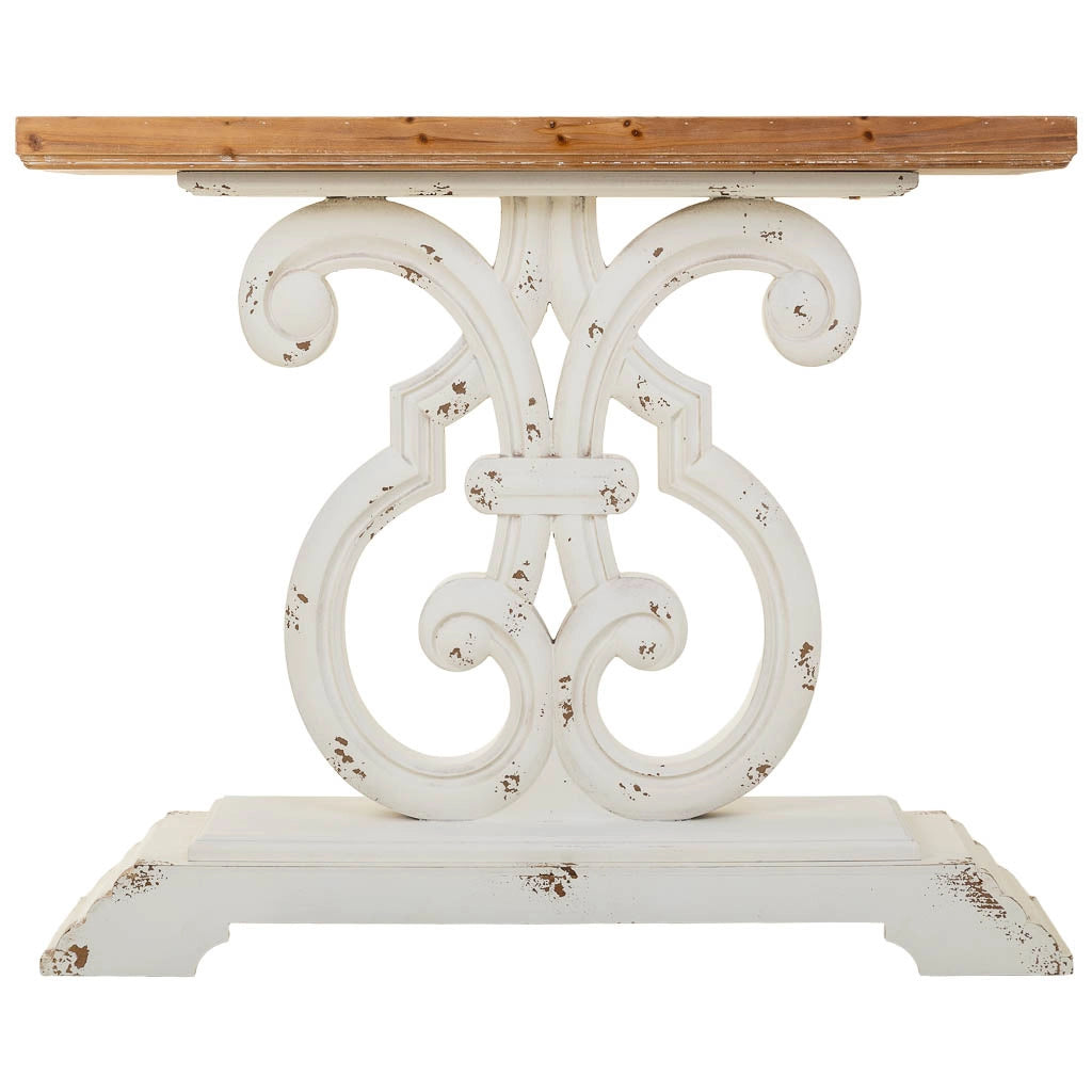 Tavolino da ingresso in legno bianco 110x36x91h cm