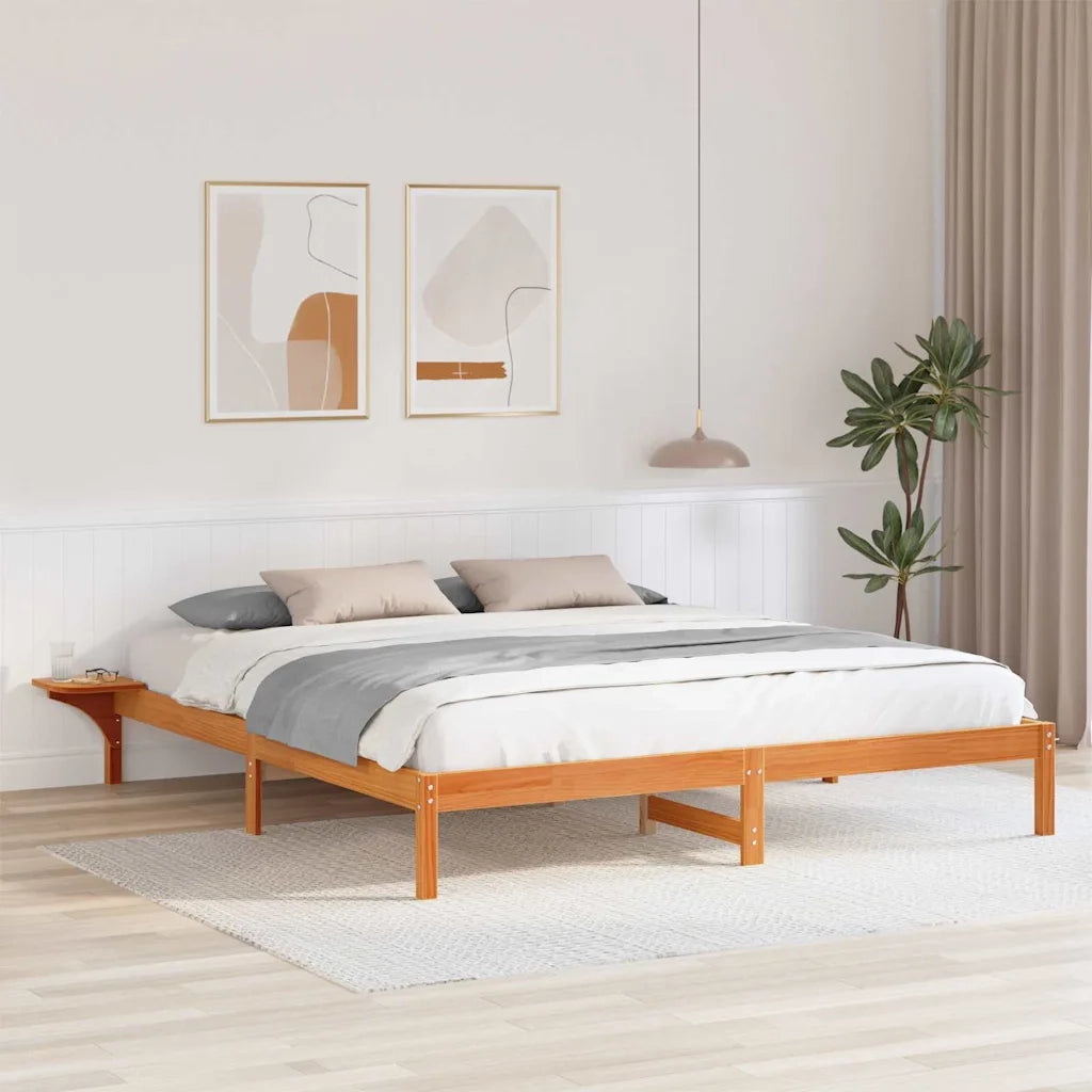 Struttura del letto Marrone cerato 200 x 200 cm Pino massello
