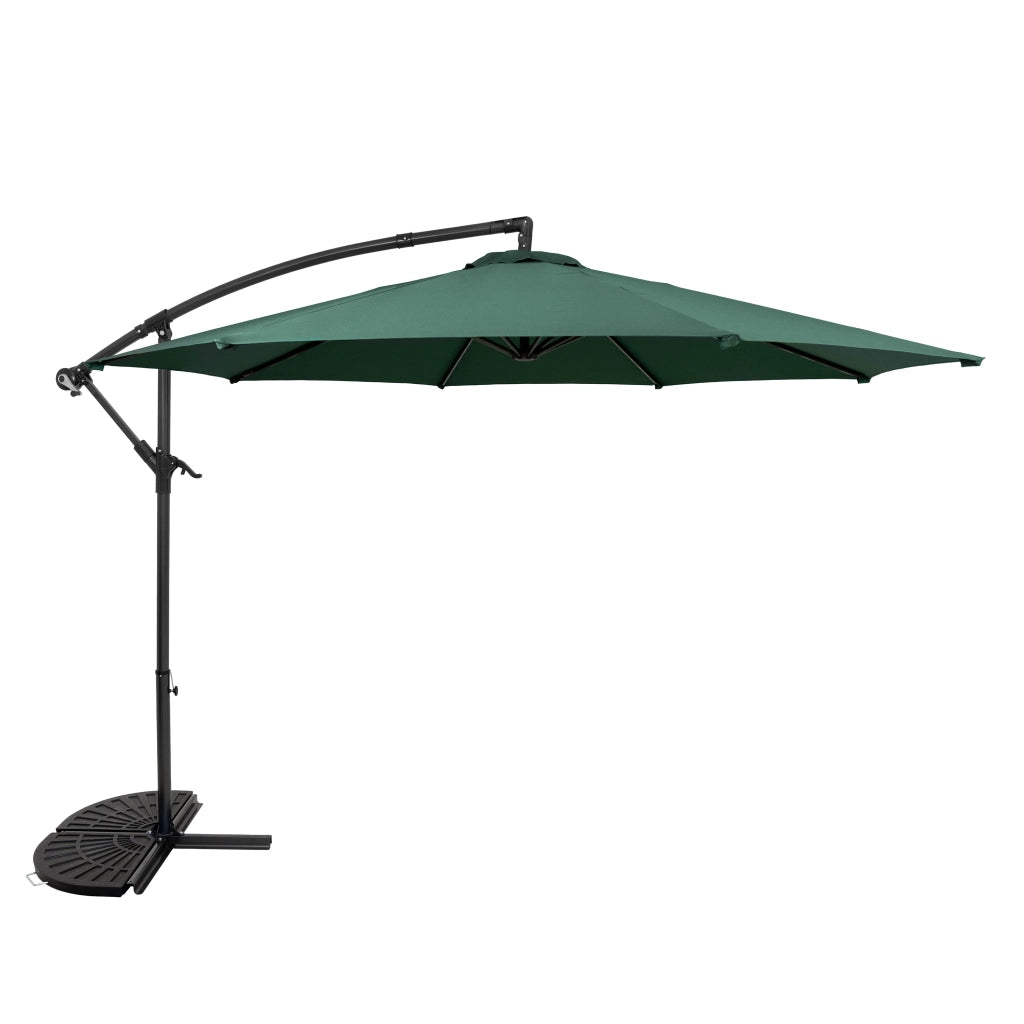 Ombrellone Decentrato 3m Verde Banana con Base 2 Pesi 28kg
