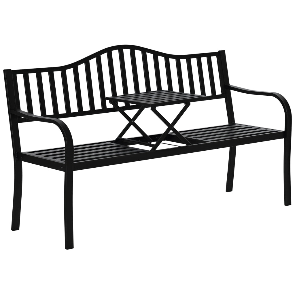 Panchina da giardino 2 posti con tavolo estraibile ¨C Minimal ¨C 150x58.5x90 cm nero