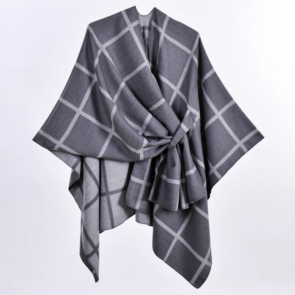 Nuova sciarpa calda, scialle, cardigan classico a quadri con nodo sul davanti, coperta calda