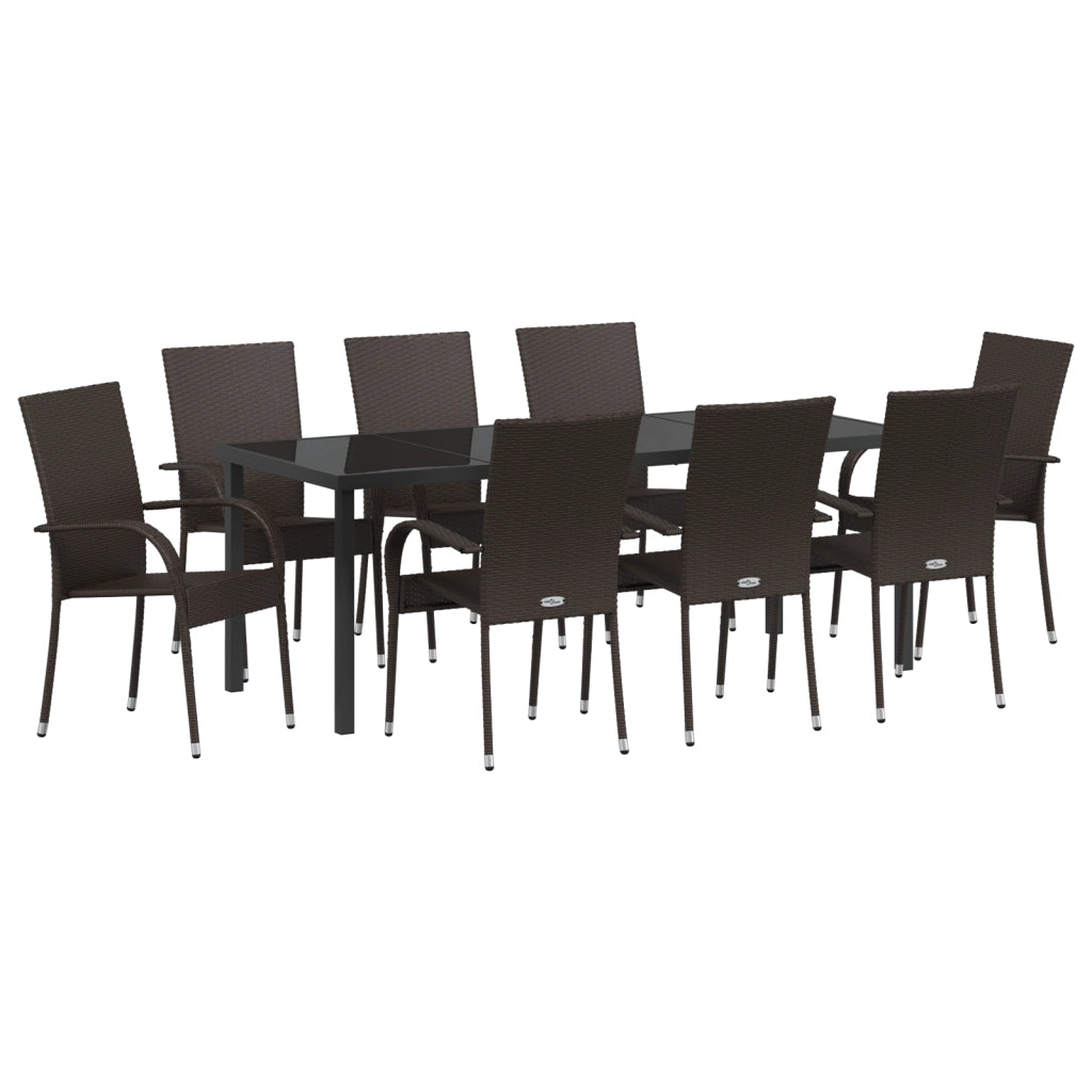Set da Pranzo Giardino 5 Pezzi Marrone Polyrattan