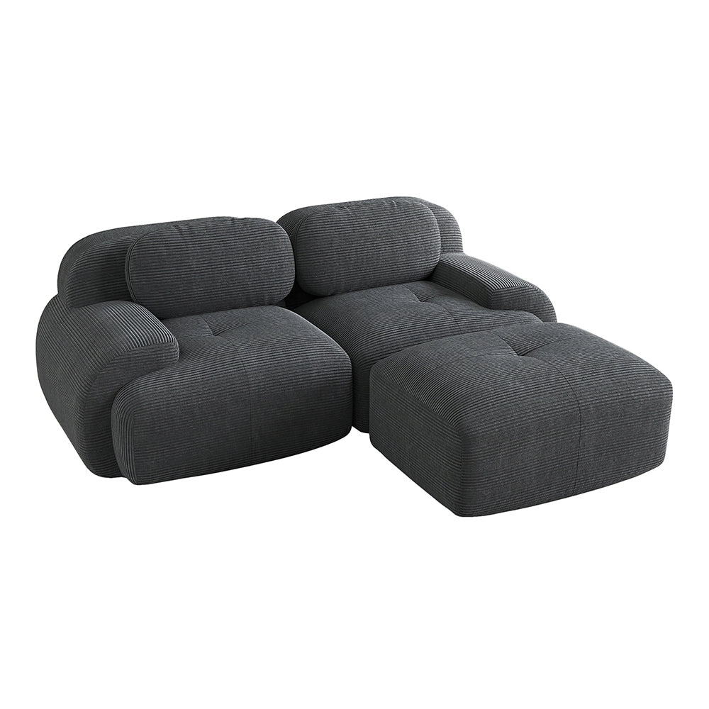 Divano angolare 82" velluto morbido - Xylo - Modulare, senza montaggio, imbottitura elastica, grigio