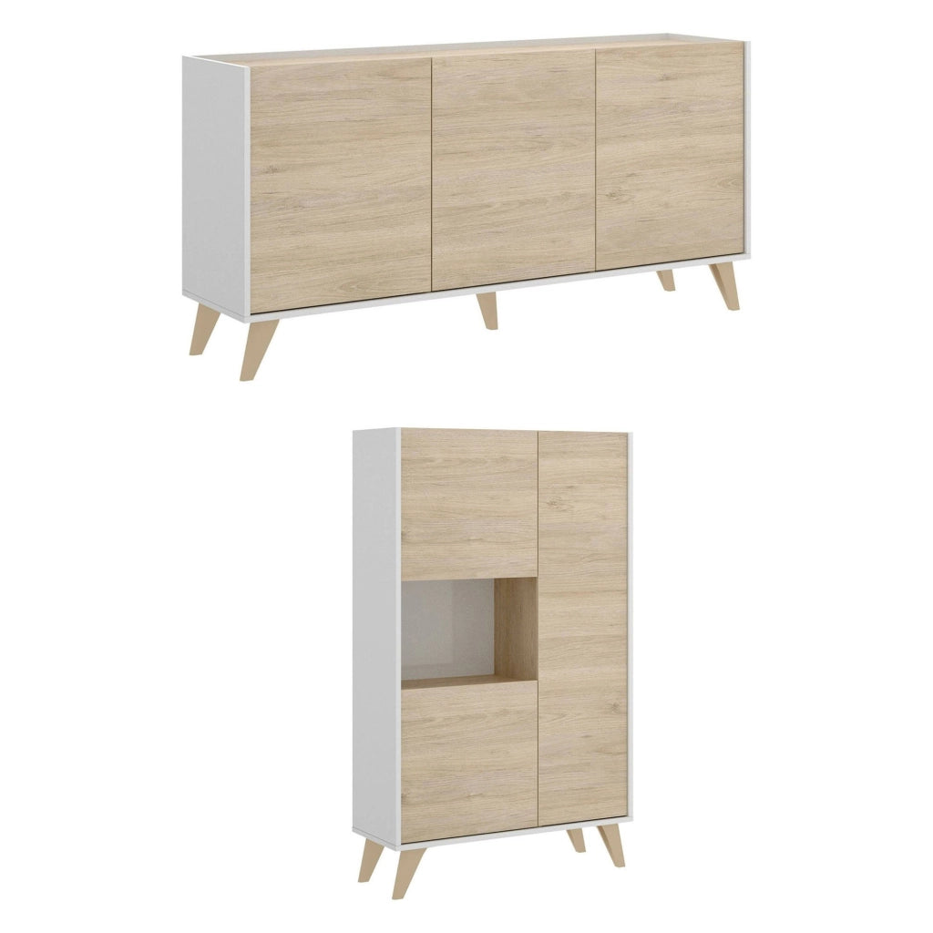 Literno, set Mobili da Soggiorno 7 Ripiani, Marrone Rovere