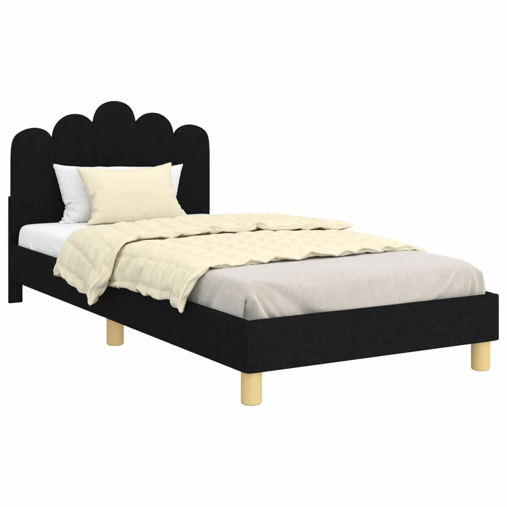 Struttura letto Bambini | Letto Infantile | Lettino con testata Nero 80 x 200 cm Tessuto