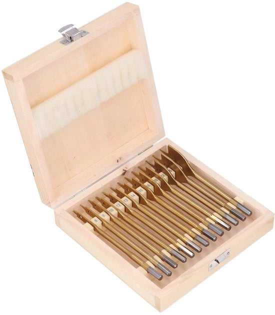 Set di foratura a mano per legno - 13 pezzi con punte da perforazione - Acciaio di carbonio