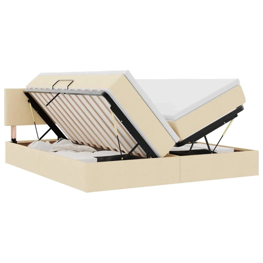 Letto con Contenitore Crema 180 x 200 cm Pelle Sintetica 3370917