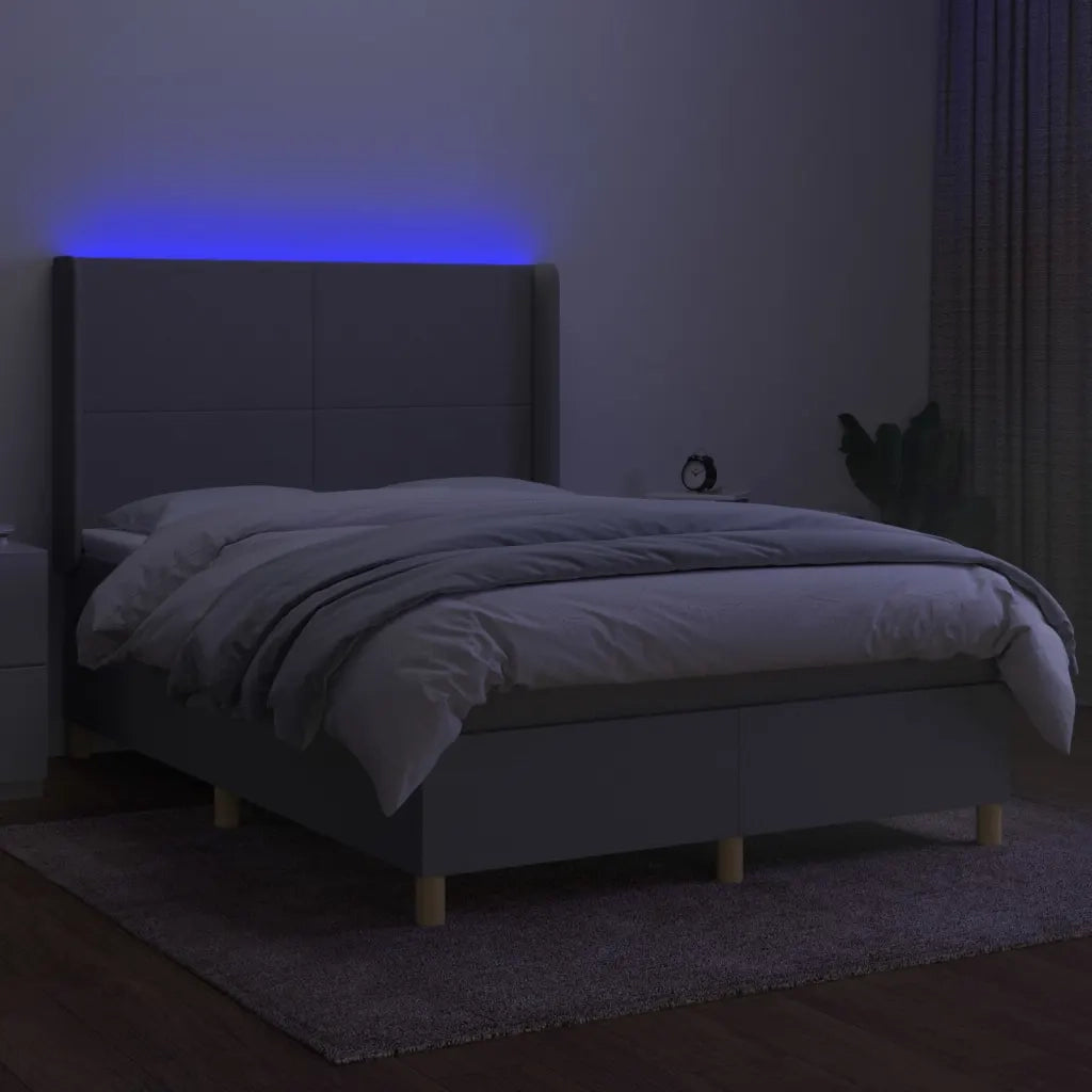 Letto a Molle Materasso e LED Grigio Chiaro 140x200 cm Tessuto 3138717
