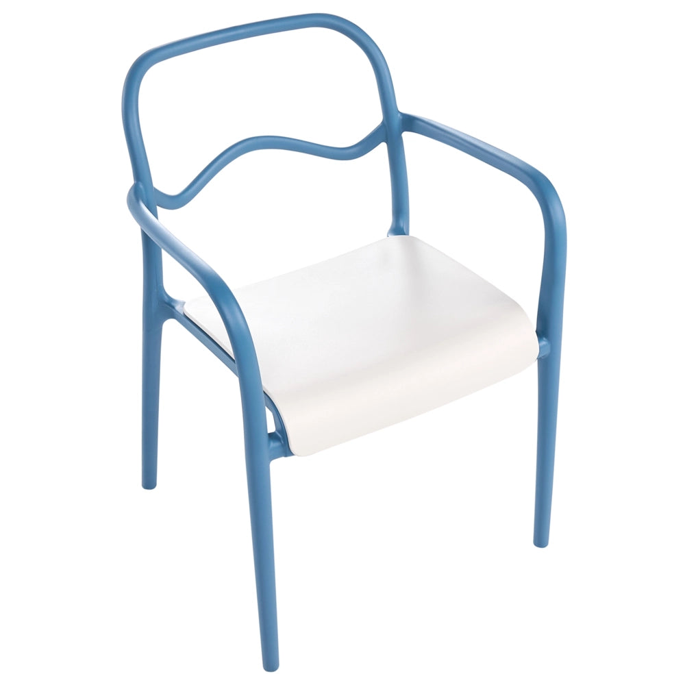 Set di 2 sedie da giardino impilabili in plastica blu e beige stile retrò per tutte le stagioni