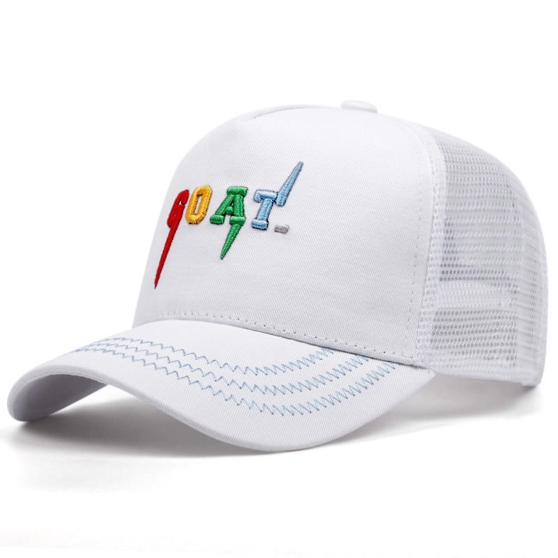 Cappellini da baseball bianchi con ricamo di capra