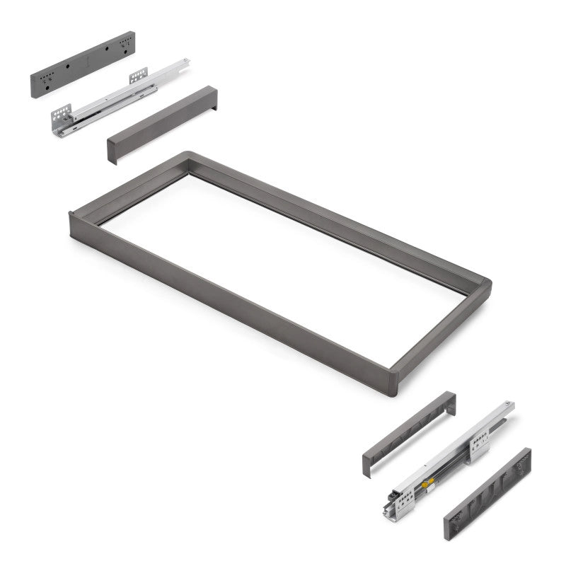 Telaio con guide a estrazione totale e chiusura morbida per accessori per armadi Quartz, 662-688mm, Alluminio e plastica