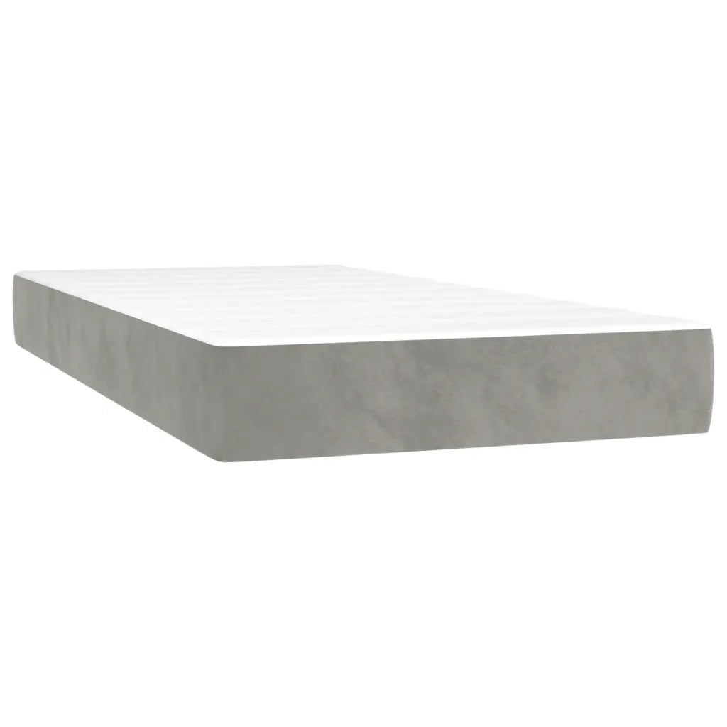 Letto a Molle con Materasso e LED Grigio Chiaro 200x200 cm Velluto 3134303