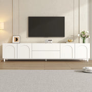 Mobile porta TV con 4 ante e 2 cassetti, passacavi laterali, per soggiorno, in MDF e truciolare, bianco, 180 × 40 × 48 cm