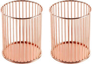 Set di 2 tenitori per pennelli e matite da trucco - Roségoud, tenitore per pennarelli in metallo - Cassetto di conservazione in metallo