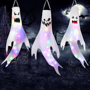 Decorazione di Halloween - Lampada da soffitto a tema Halloween con fantasma e illuminazione a LED per casa, cortile, terrazza, giardino, decorazione di festa