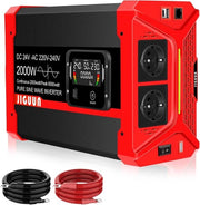 Convertitore 2000W 24V a 230V con Sinusoide Pura, Comando Removibile a Distanza e Display LCD