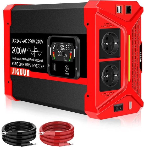 Convertitore 2000W 24V a 230V con Sinusoide Pura, Comando Removibile a Distanza e Display LCD