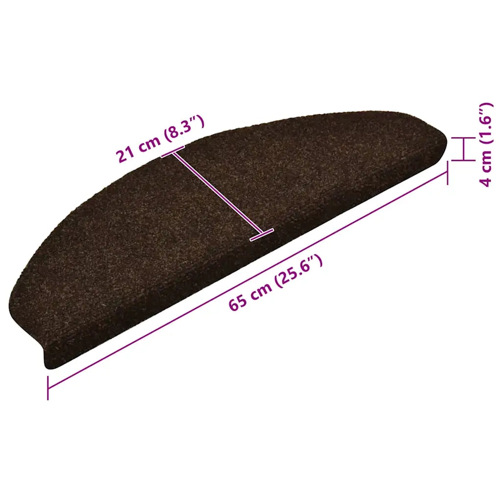 Tappetini per scale autoadesivi 15 pz 65x21x4 cm marrone semicircolari grandi 322351