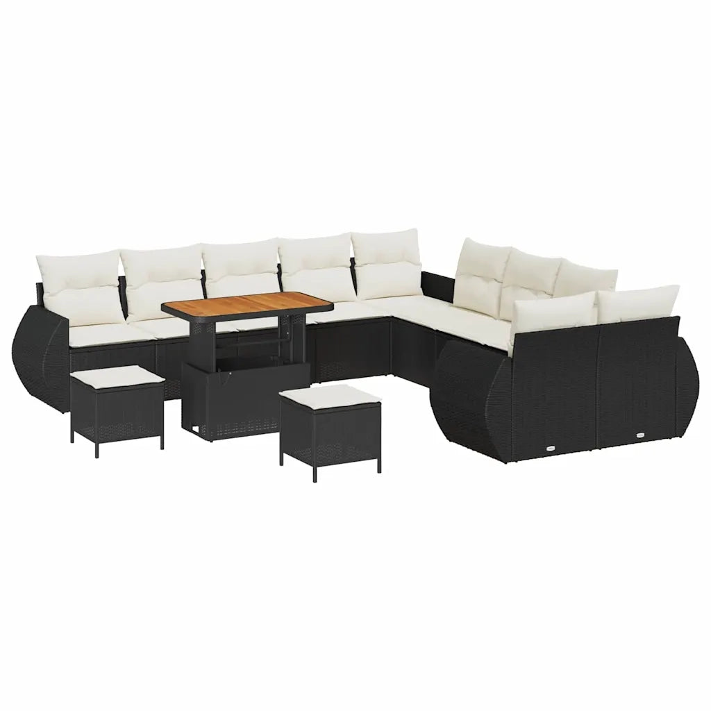 Set Divano da Giardino 13 pcs Nero polyrattan
