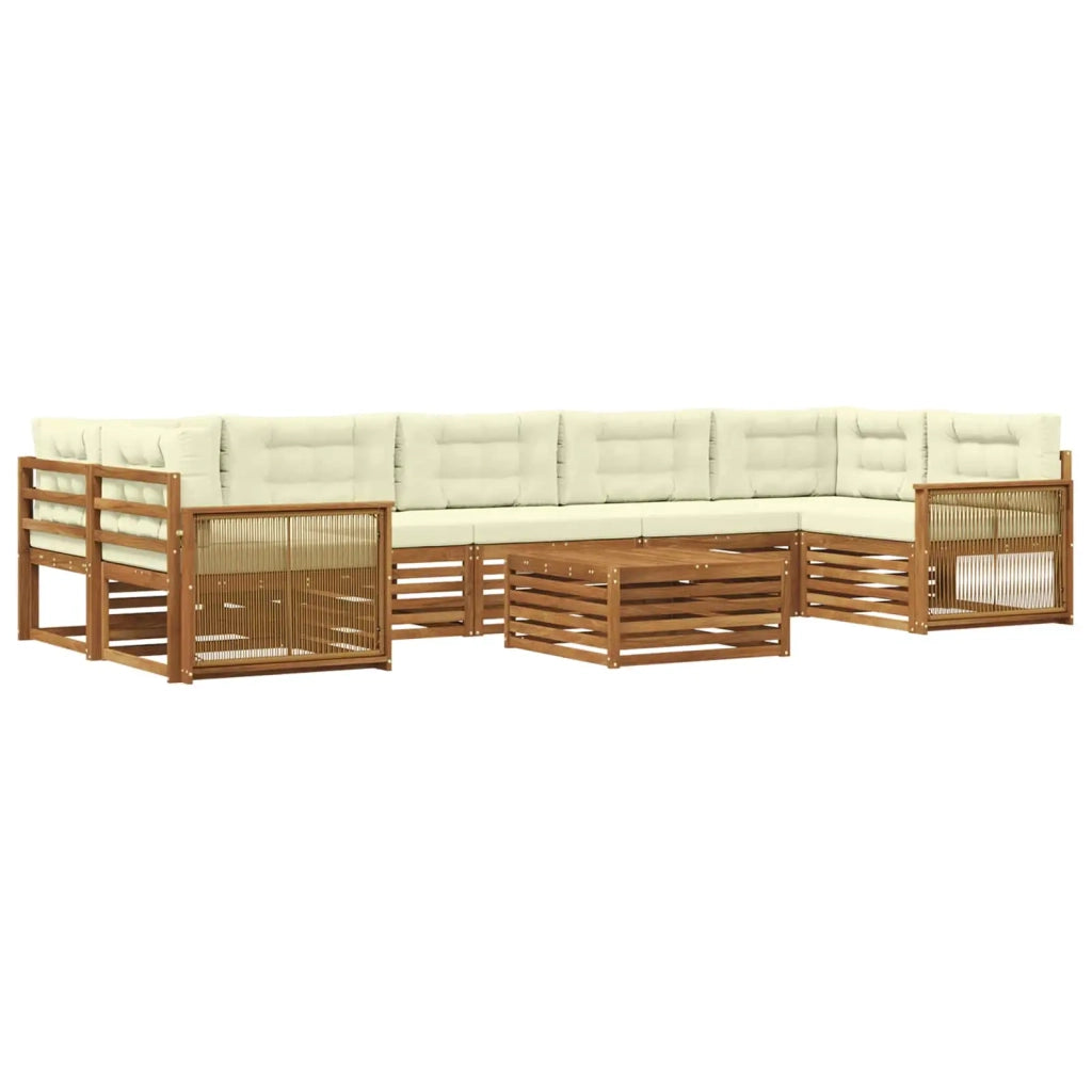 Set di divani da esterno con cuscino 8 pcs Naturale e Crema 3383148
