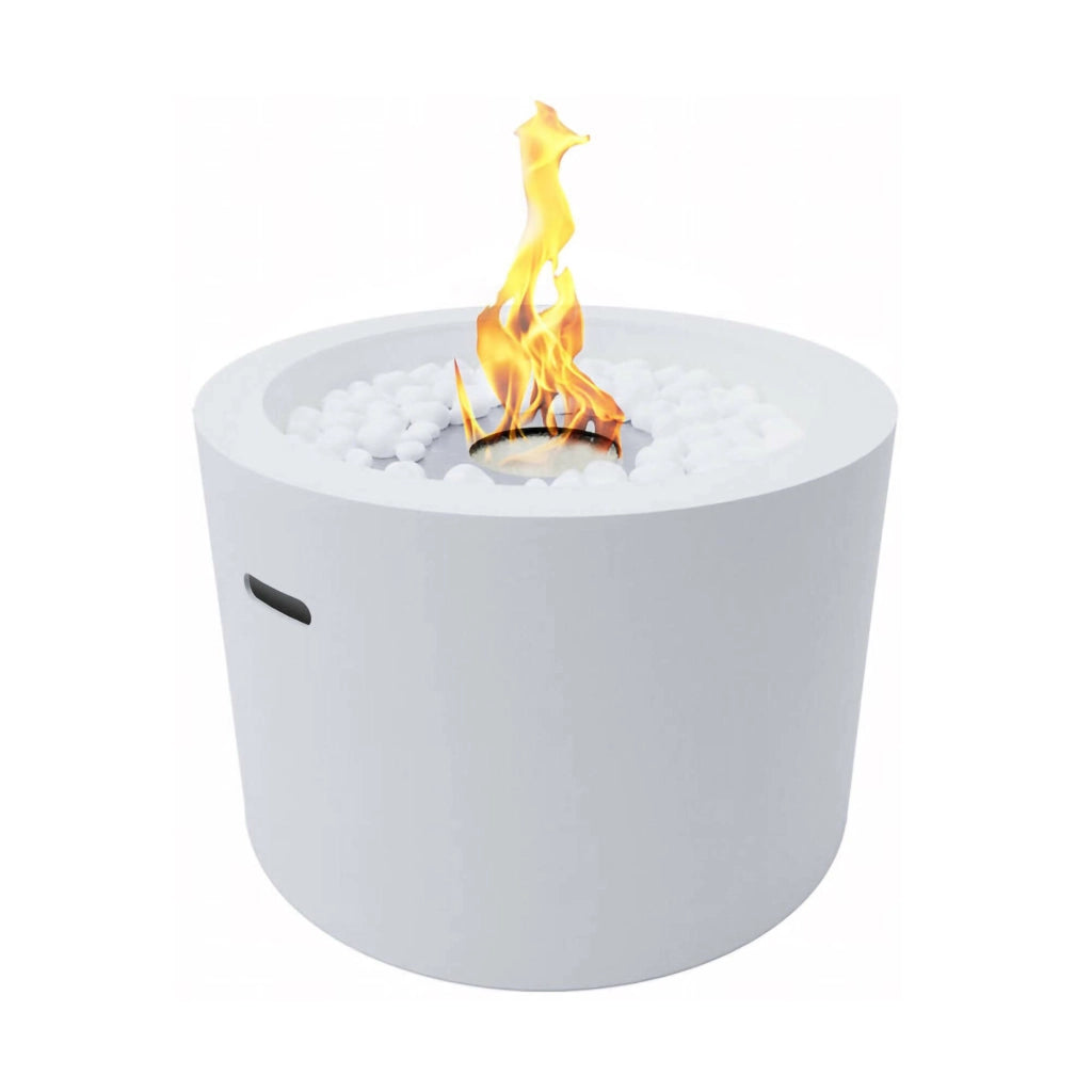 Camino a bioetanolo Aielli, Caminetto ecologico, Focolare senza fumo, Riscaldatore ad etanolo, Made in Italy, 48x48 h33 cm, Bianco