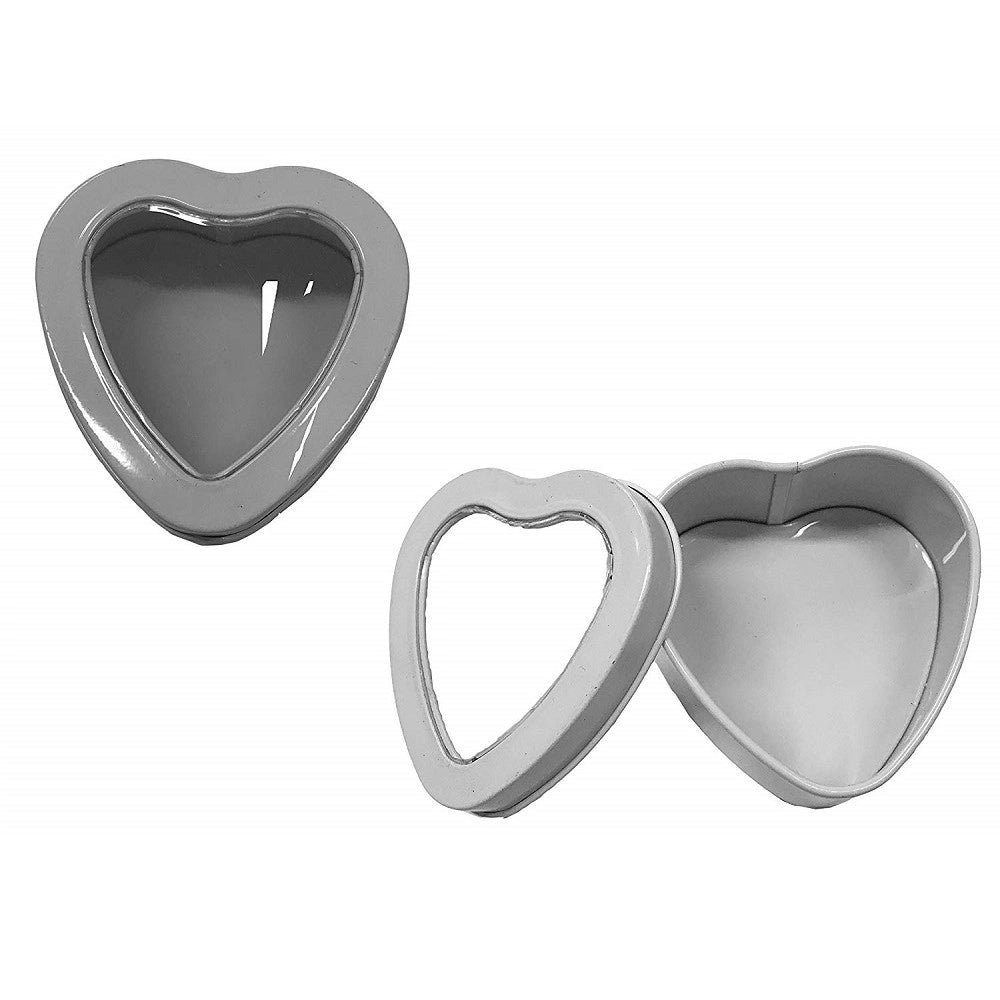 Trade Shop - Set 12pz Bomboniera Cuore Bianco Scatolina Latta Metallo Portaconfetti Matrimoni -