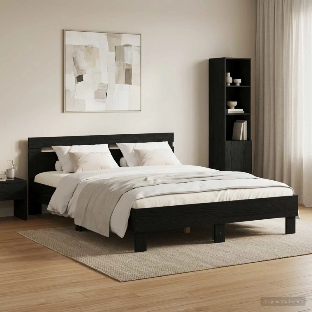 Struttura del letto Rovere Nero 135 x 190 cm 3446596
