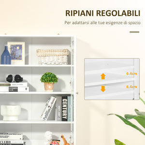 Mobile Libreria Chiusa 76x40x178,5 cm con Vetrina e Armadietto Inferiore in MDF Bianco