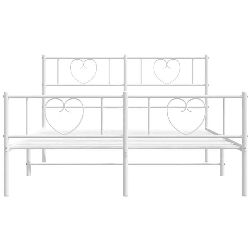 Giroletto con Testiera e Pediera Metallo Bianco 160x200 cm 355533