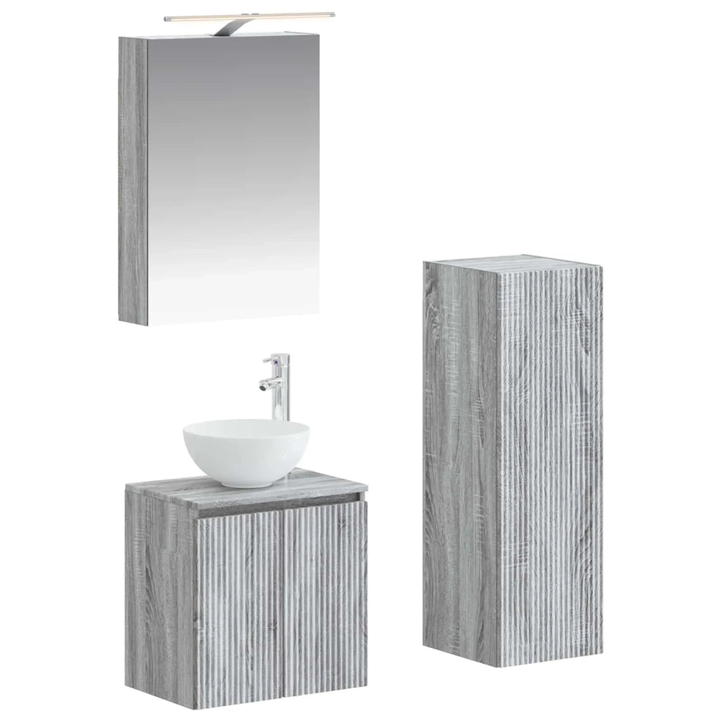 Set di mobili per il bagno 4 pcs Sonoma grigio 3407412