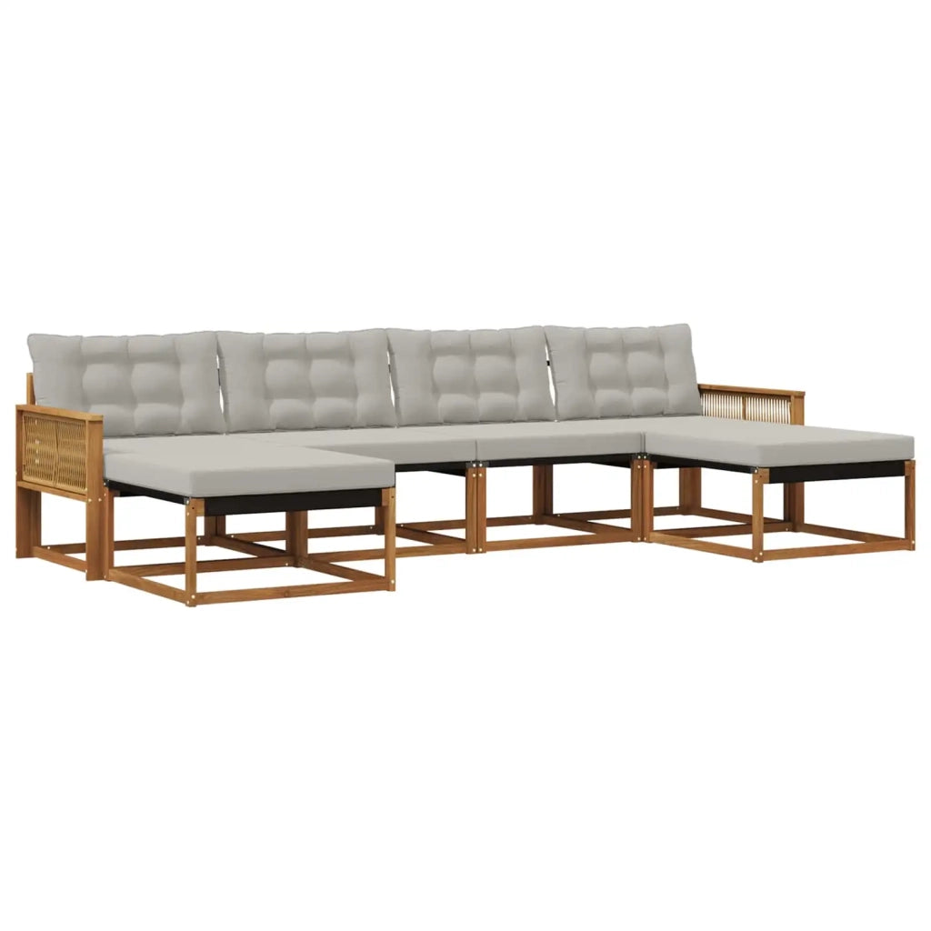 Set di divani da esterno 6 pz Naturale e Grigio Chiaro 3381603