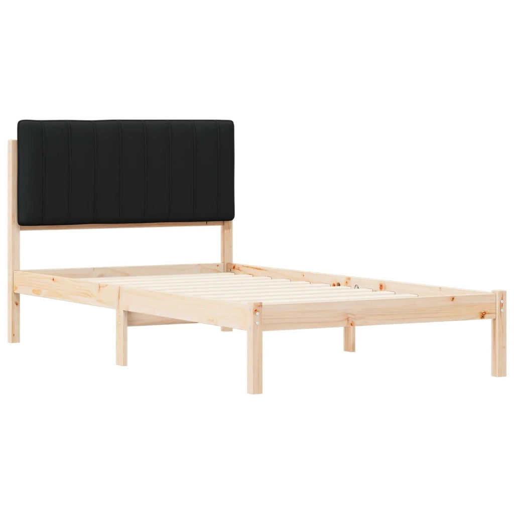 Letto con Testiera Rivestita Nero 100 x 200 cm Pino massello