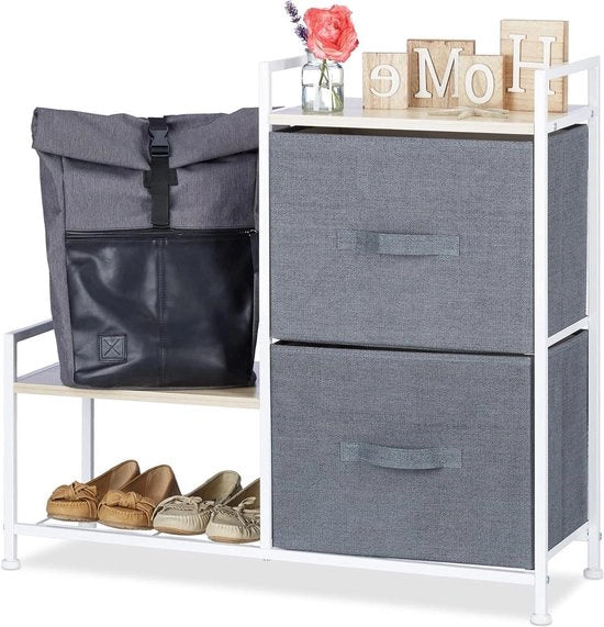 Scaffale per carico con 2 cassetti - Blocco di caricamento universale - Dimensioni HxBxD 76x84x29 cm - Metallo grigio e legno Blocco di caricamento