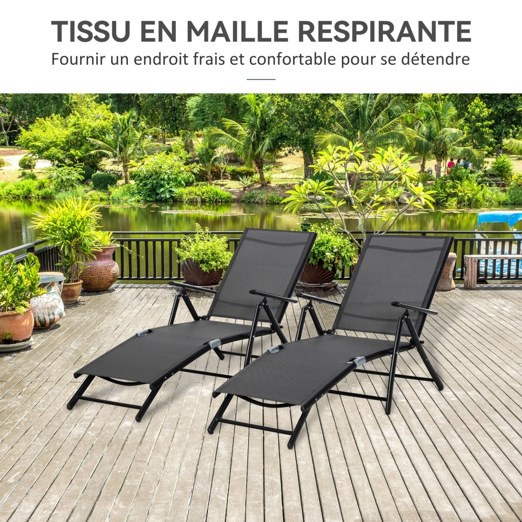 Set 2 Lettini Pieghevoli ¨C zephmum ¨C Grigio, Alluminio, 64x134x95cm