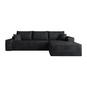 Divano angolare modulare 270 cm - con chaise longue a L - in velluto a coste nero