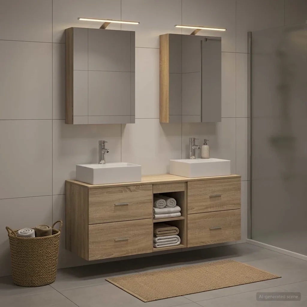 Set di mobili per il bagno 5 pcs Rovere Sonoma 3406793