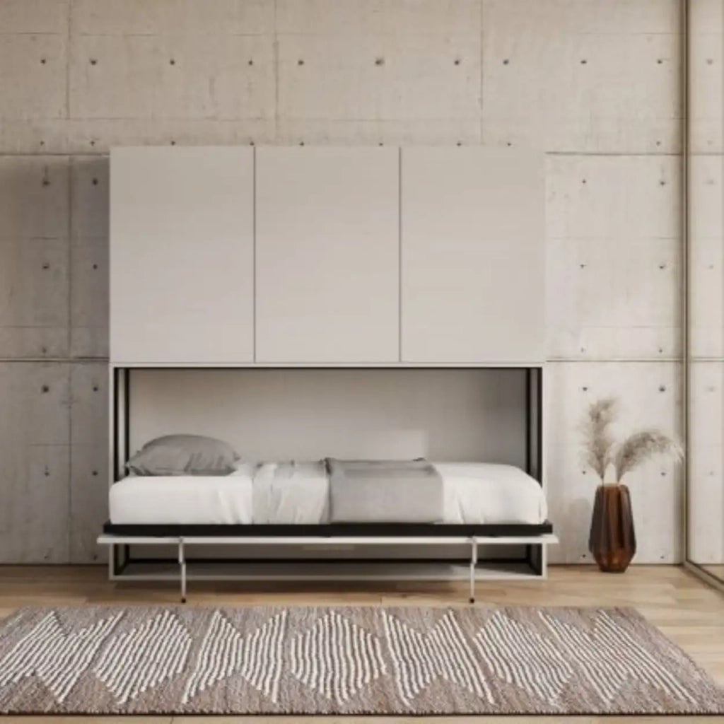 Letto singolo a scomparsa Kando comp.D con materasso bianco frassino