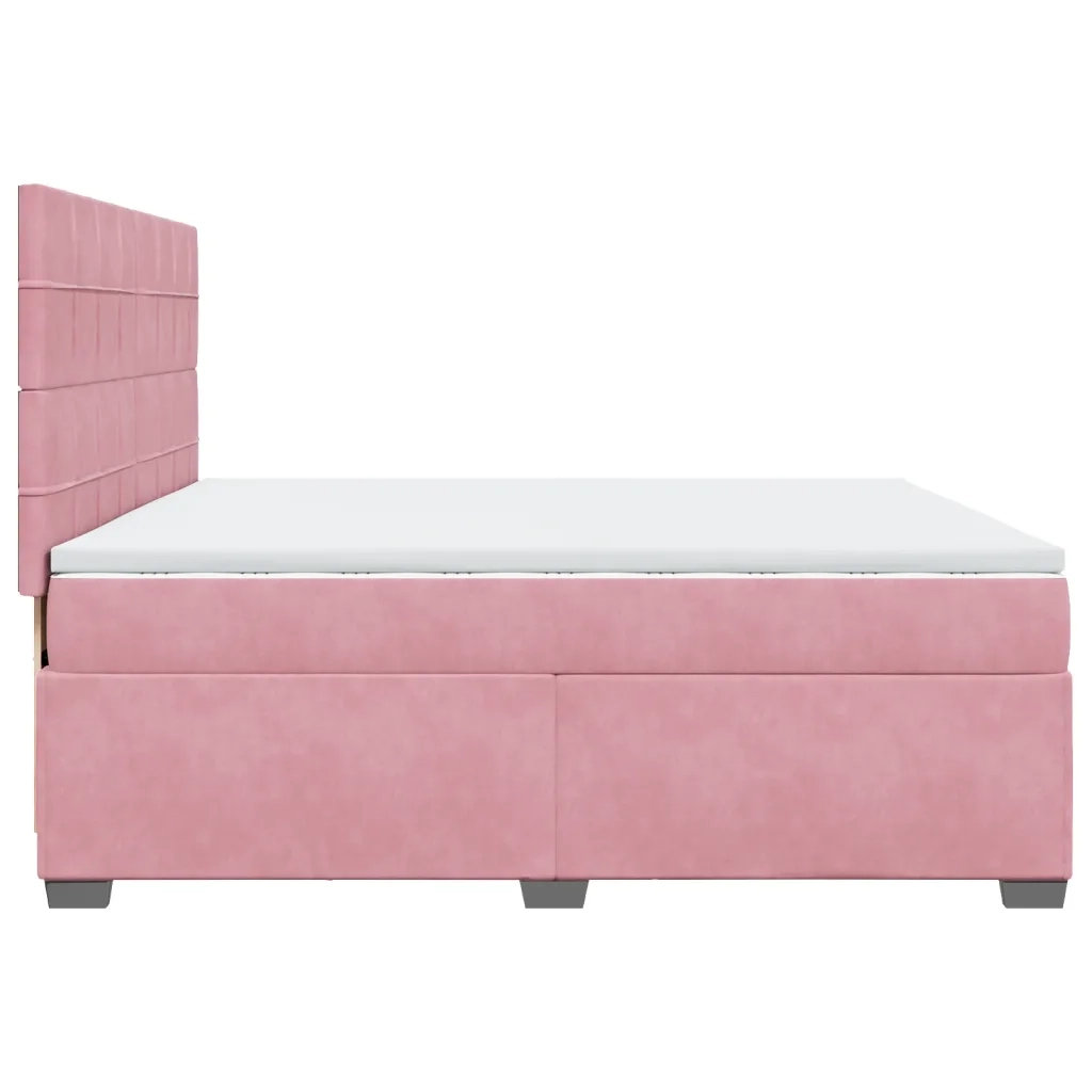 Giroletto a Molle con Materasso Rosa 200x200 cm in Velluto 3291007