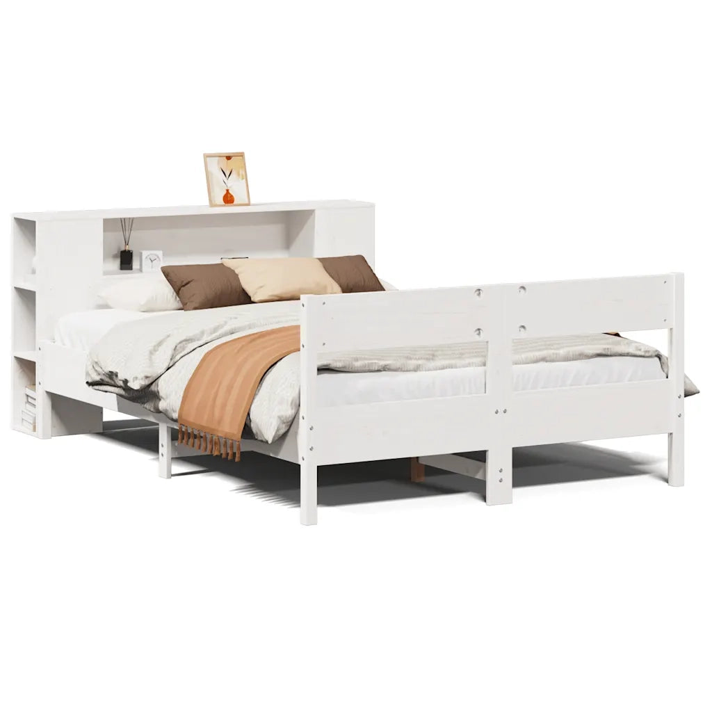 Letto Libreria senza Materasso Bianco 140x200 cm Legno di Pino 3322949