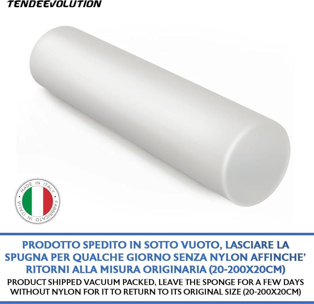 Cilindro in Gommapiuma per Divano Letto - Imbottitura in Spugna e Poliuretano - Rullo Foam - Diametro 20 cm - Lunghezza 80 cm