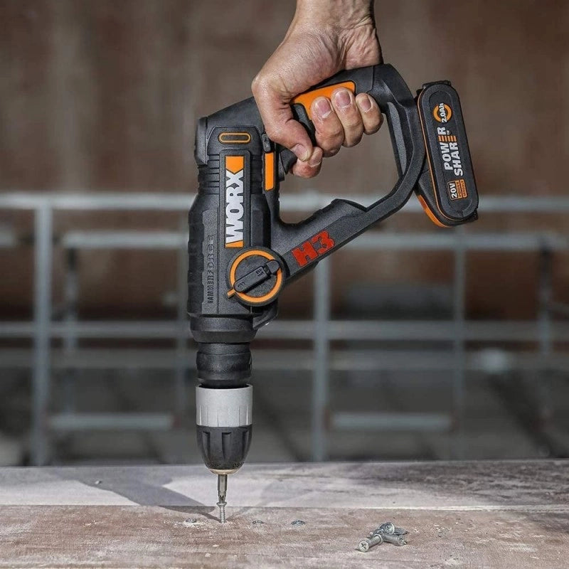 Tassellatore 3 in 1 WX390.9 20V SDS 1,2J Corpo Macchina per Foratura su Calcestruzzo - Worx