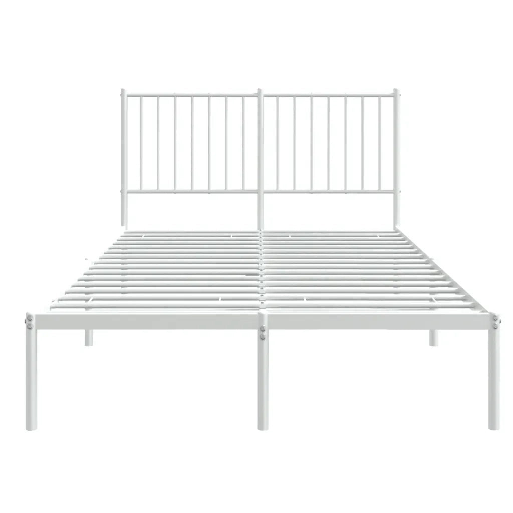 Letto matrimoniale | Letto per adulti | Giroletto con Testiera Metallo Bianco 120x190 cm