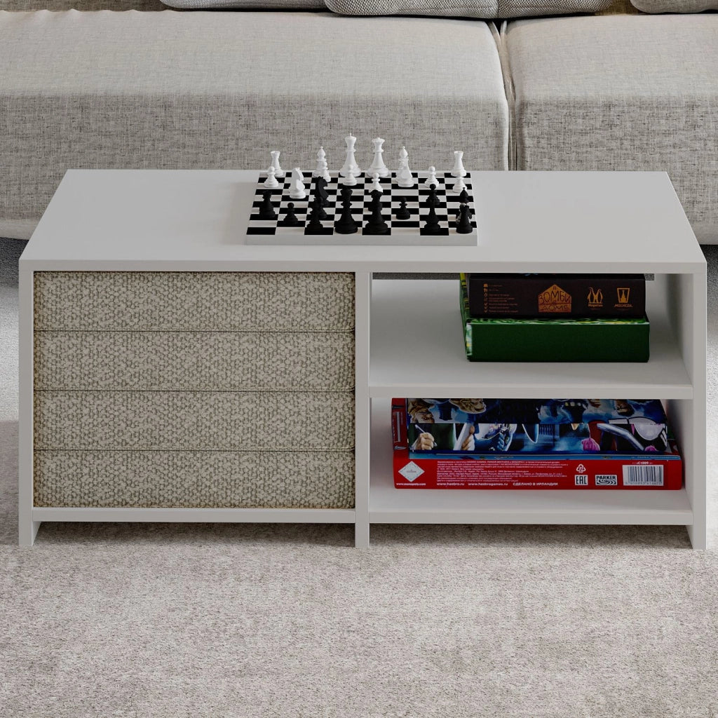 Tavolino in legno "Gord" - 90 x 45 x 44 cm - Bianco