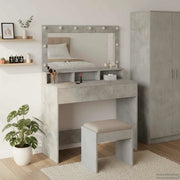 Tavolo da Trucco con specchio-Tavolo da Vanit¨¤ Grigio cemento 100 x 41 x 135 cm