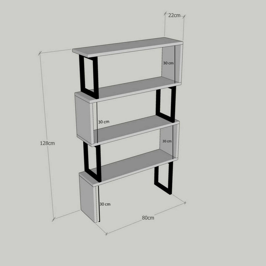 Libreria Haruto, Scaffale da ufficio, Mobile portalibri, Biblioteca, 80x22h128 cm, Noce